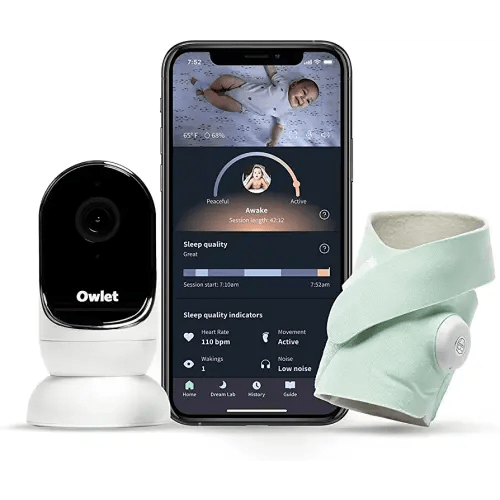 Owlet Dream Duo Smart Baby Monitor - HD Video and Wearable Dream Sock - View Heart Rate and Avg Oxygen as Sleep Quality Indicators, Mint