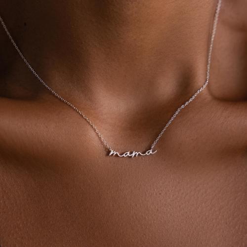 Mama Charm Necklace by Caitlyn Minimalist • Dainty Silver Necklace • Mother Necklace • Minimalist Name Jewelry • Gift for Mom • NR014