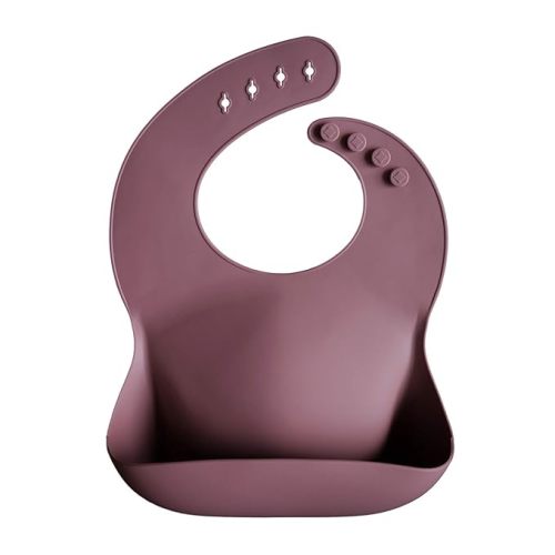 Dusty Rose, mushie Silicone Baby Bib | Adjustable Fit Waterproof Bibs