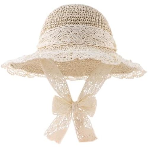 Baby Girl Straw Hat Toddler Summer Beach Hat with Lace Bow Infant Girls Sun Hats