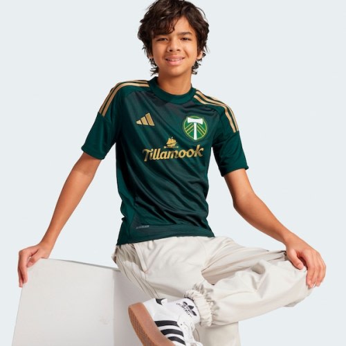 Youth Portland Timbers  adidas Green 2025 Forever Green & Gold Replica Jersey