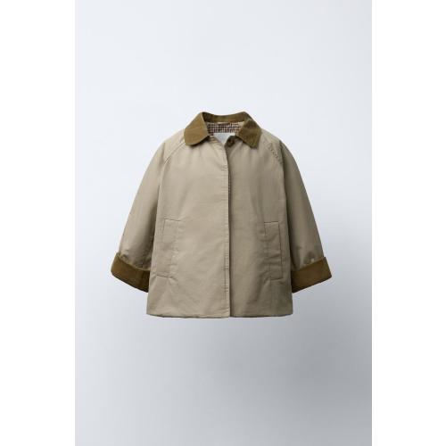 CORDUROY COLLAR TRENCH COAT - Beige | ZARA United States