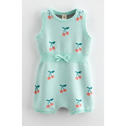 Ribbed Waist Cotton Romper, 3M