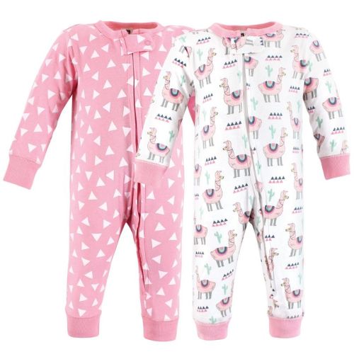 Hudson Baby Infant Girls Cotton Sleep and Play, Llama, 0-3 Months