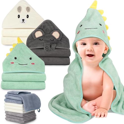 Amazon.com: Sublaga 31x31 Inch Baby Hooded Towels, 12Pcs Bath Towels for Boys, Washcloth Set with Cute Design, Shower Towel Gift for Newborns, Infants and Toddlers : Baby