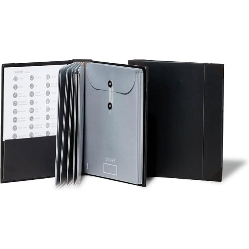 Savor | 2025 Edition The Folio™ Document Organizer | Custom Dyed Cloth-Bound Expanding File for Important Papers, Passports, Birth Certificates & More | Ideal for Home Organization & Graduation Gift
