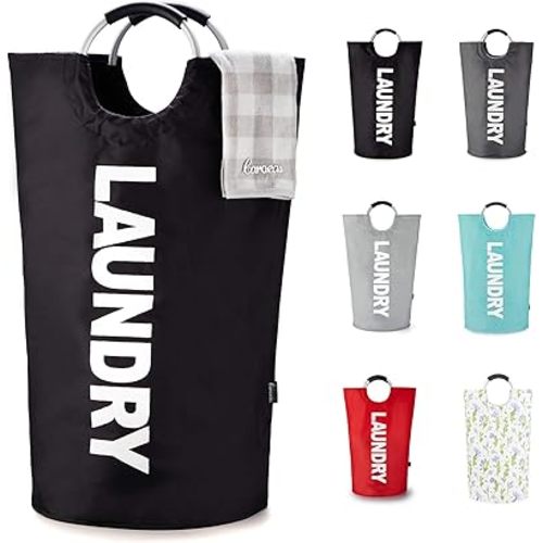 Caroeas 90L Laundry Basket (13 Colors), Waterproof Laundry Hamper, Laundry Bag with Padded Handles, Clothes Hamper Stands Up Well, Collapsible Laundry Basket Easy Storage