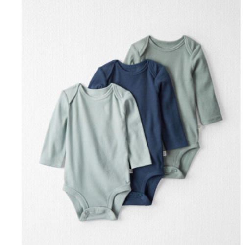 Baby 3-Pack Organic Cotton Rib Gradient Bodysuits in Greens