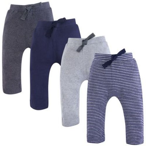 Touched by Nature Baby and Toddler Boy Organic Cotton Pants 4pk, Navy Gray, 6-9 Months