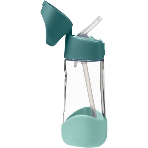 b.box 15 oz Tritan Drink Bottle: Kids Water Bottle w/Straw & Lid for School, Travel, Daycare. Spill & Leak Proof. Easy Grip Triangle Shape. BPA Free, Dishwasher Safe.