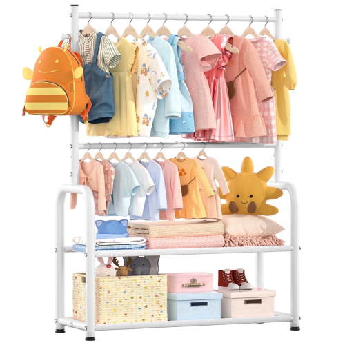 UNTIMATY, Kids Clothing Rack, 29.53"W × 13.58"D × 55.9"H, White