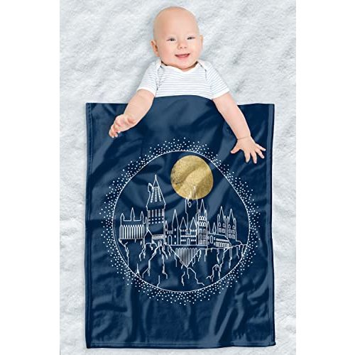 Harry Potter Lightweight Baby Blanket, 30"X40", Hogwarts Full Moon Line Art Unisex for Infants Girls & Boys
