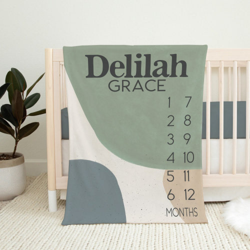 Baby Milestone Blanket, Modern Gender Neutral Baby Monthly Photo Blanket, Personalized Nursery Decor for Baby Boys and Girls, Tan