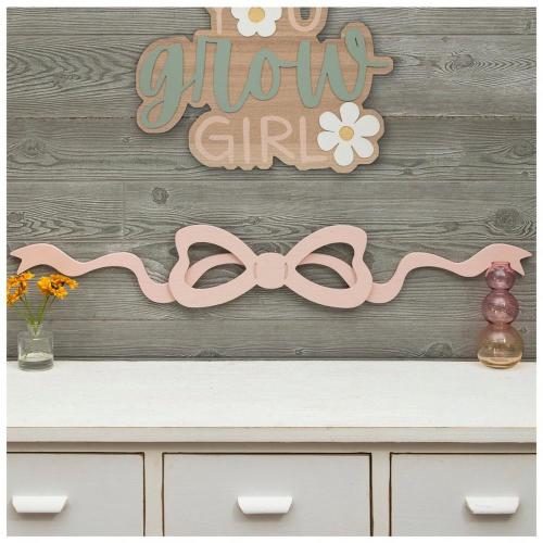 Pink Bow Wood Wall Decor