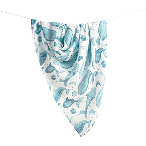Crane Baby 100% Cotton Muslin Swaddle Blanket, Caspian Ocean - Set of 2, 47" x 47" - Swaddles for Newborns & Babies