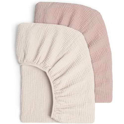 Lulu moon Muslin Crib Sheets - Fitted Crib Mattress Sheets for Boys and Girl - 28"x 52", 2 Pack (Cream & Sand)