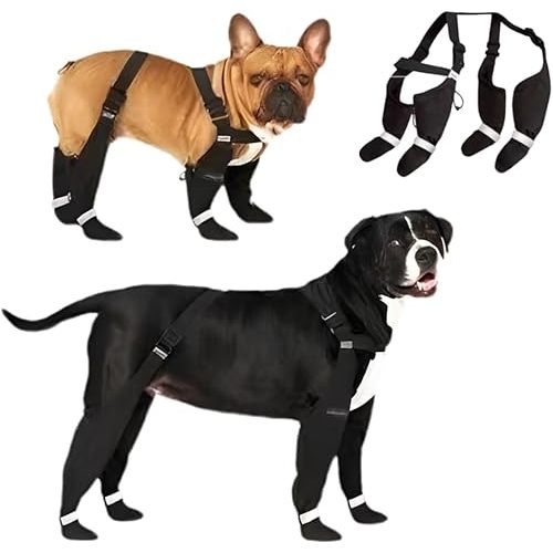 Dog Suspender Booties, 2025 New Suspender Boots for Dogs, Dog Paw Boot Leggings Waterproof Dog Boots Anti-Slip Dog Shoes, Dog Suspender Boots for Outdoor Walking in Snow and Rainy Days (L)