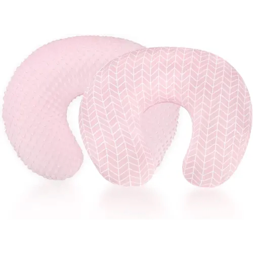 2 Pack Nursing Pillow Covers, DAYEEBALL Removable Nursing Covers for Breastfeeding Pillows, Stretchy and Soft Breastfeeding Pillow Slipcover for Baby Girls Boys Newborn (Pink, Stripes)