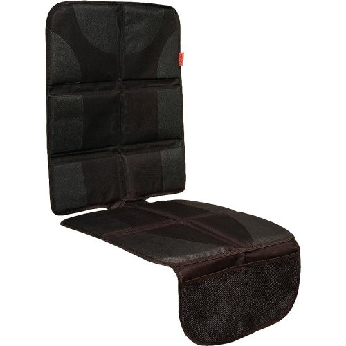 Car Seat Protector for Baby Car Seat - Thick Padding, 2 Mesh Storage Pockets, Waterproof, Protects Fabric or Leather Seats, Non-Slip Padded Backing (Black) - 1-Pack Black