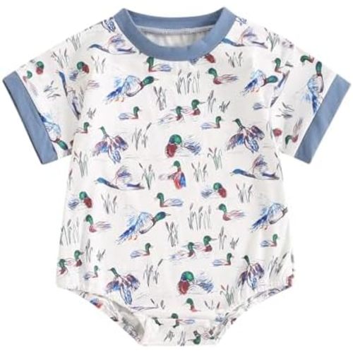 Infant Baby Boy Girl Mallard Duck Romper Short Sleeve Animal Duck One Piece Bodysuit Tops Hunting Baby Clothes