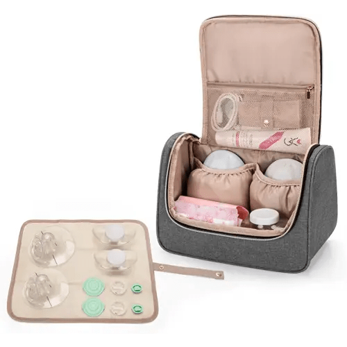 Luxja Wearable Breast Pump Bag (with a Waterproof Mat) Compatible with Momcozy and Elvie Breast Pump, Carrying Case for Wearable Breast Pump and Extra Parts (Patent Pending), Gray