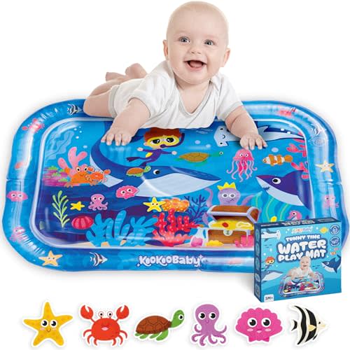 KooKooBaby Water Tummy Time Mat for Baby - 26"x20" Large Premium Tummy Time Toys for Baby Boy or Baby Girl, Infant Water Mat for Above 3 Month, Water Play Mat for Baby, Sensory Play Mat (Blue Whale)