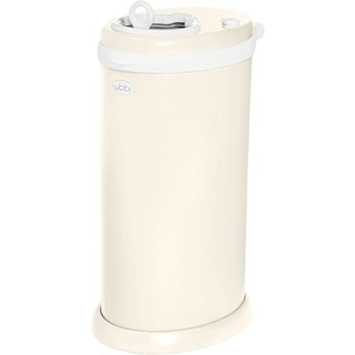 Ubbi Stainless Steel Diaper Pail, Odor Locking, No Special Bag Required, Award-Winning, Registry Must-Have, Matte Ivory