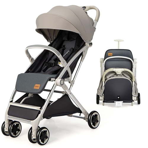 INFANS Lightweight Compact Baby Stroller, Frame Sport Carrier for 0-36 Month, One-Hand Fold, Travel Airplane, Grey