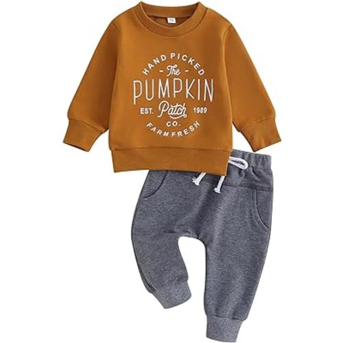 Engofs 2Pcs Toddler Baby Boy Girl Sweatshirt Tops Pants Set Long Sleeve Sweatsuit Fall Winter Outfits