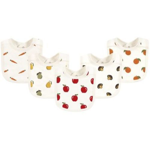 Touched By Nature Unisex Baby Organic Cotton Bibs, Fruits And Veggies, One Size