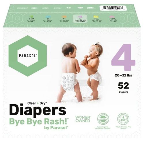 Parasol Clear+dry Natural Disposable Diapers - Size 4 - 52ct