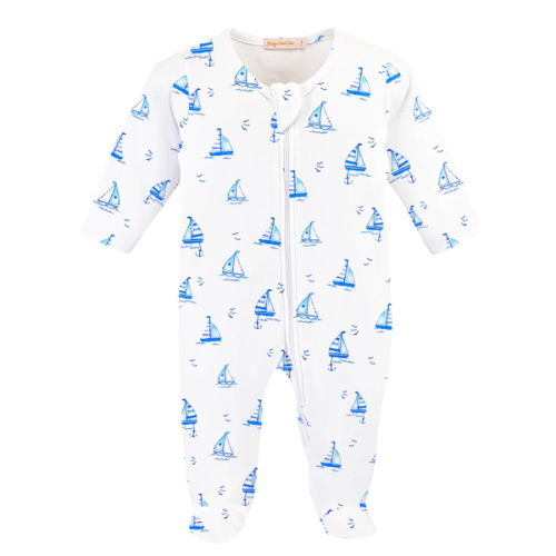 Sailing Boats Blue Zipper Footie