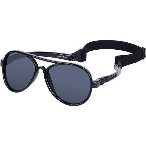 COCOSAND Baby Aviator Polarized Sunglasses with Adjustable Strap for Baby Infant Girl Boy 0-18 Months