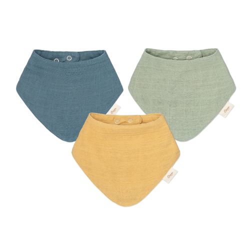 Muslin 3-pc. Bib Set - Riverstone - Crane Baby