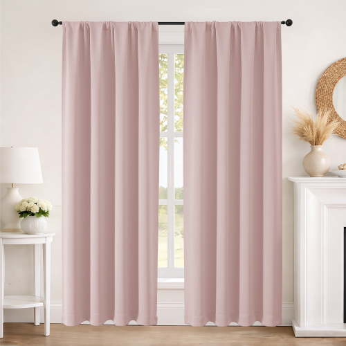 MKHILL Aether 40x84 Blush Blackout Curtains 2 Panels, 84 Inch Thermal Insulated Room Darkening Window Drapes for Bedroom Living Room Kids Room, Each 40" W x 84" L