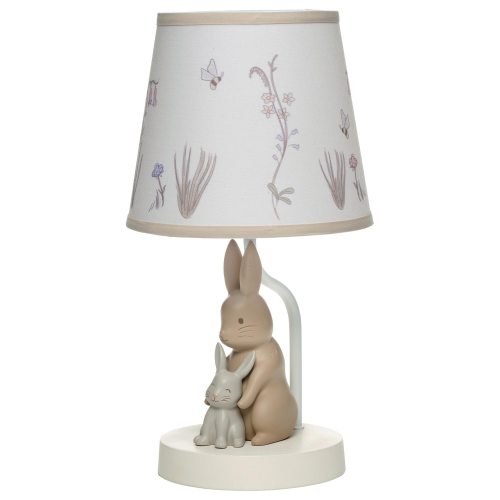 Lambs & Ivy Signature Bunny Hop Table Lamp in Taupe and Silver Gray