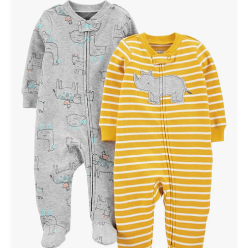 Simple Joys by Carter's baby-boys 2-way Zip Thermal Footed Sleep and Play, Pack of 2