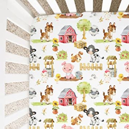 Honey Lemonade - Buttery Soft Rayon Fitted Baby Crib Sheet for Standard Crib Boy Girl Infant Shower Gift Nursery (Farm Animals)