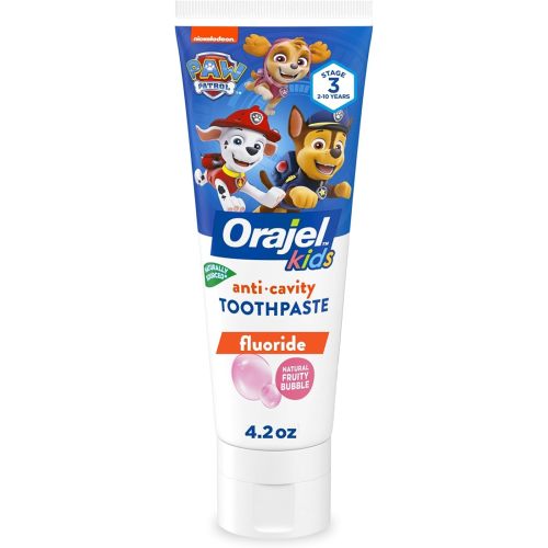 Orajel Kids Paw Patrol Anti-Cavity Fluoride Toothpaste, Natural Fruity Bubble Flavor, 4.2oz Tube