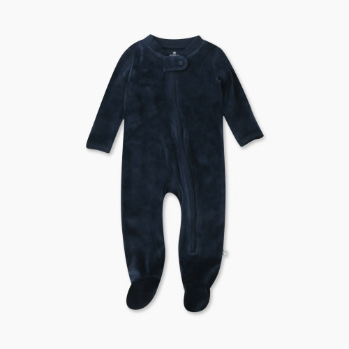 Honest Baby Clothing Velour Sleep and Play - Navy, Newborn