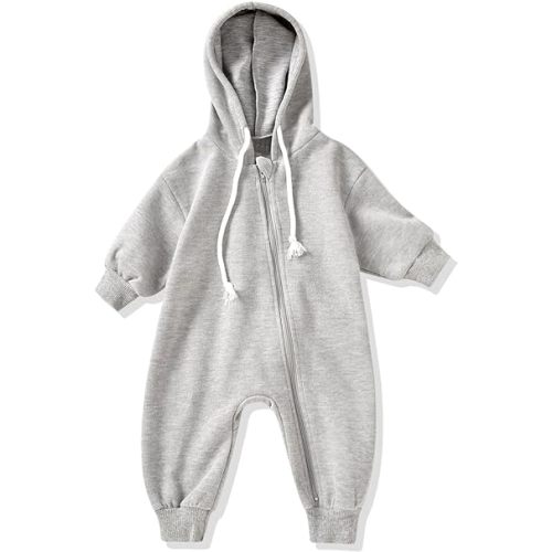 Unutiylo Unisex Baby Boys Girls Long Sleeve Infant Baby Zipper Hooded Jumpsuits Romper Loose Outfit Clothes