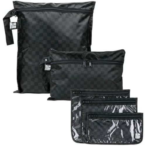Bumkins - Baby Waterproof Wet / Dry Bag - Reusable & Easy to Clean - 5 Pack (Rich Black)