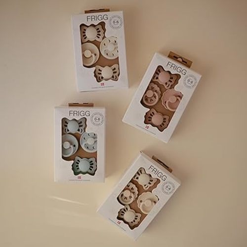 FRIGG Baby's First Pacifier​ - Moonlight Sailing 4-Pack | Made in Denmark | BPA-Free (Cream, 0-6 Months)