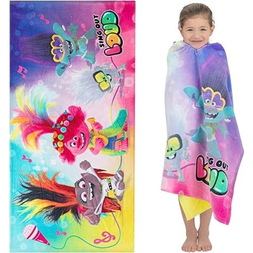 Franco Kids Super Soft Cotton Bath/Pool/Beach Towel, 58 in x 28 in, Trolls World Tour