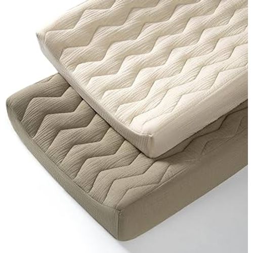 lulumoon Muslin Changing Pad Cover: Baby Cotton Quilted Changing Table Cover - Soft Changing Pad Sheets for Boys Girls