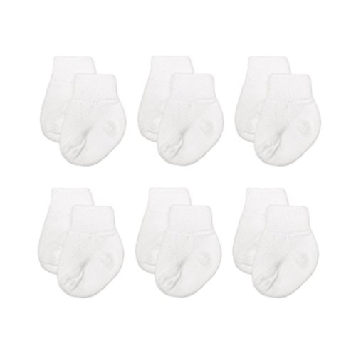 White Simple Newborn Baby Cotton Socks 6 Pair Pack