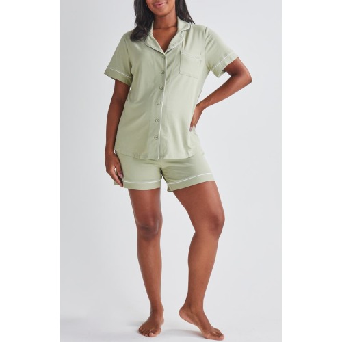 Maternity Piped Maternity/Nursing Pajamas, Large, Sage Green