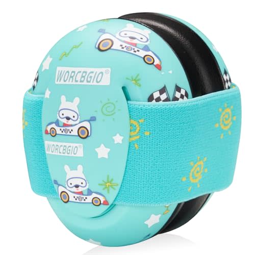 WORCBGIO Infant Ear Protection Noise Cancelling Baby Ear Muffs, Toddler Hearing Protection with Adjustable Elastic Headband，Race car