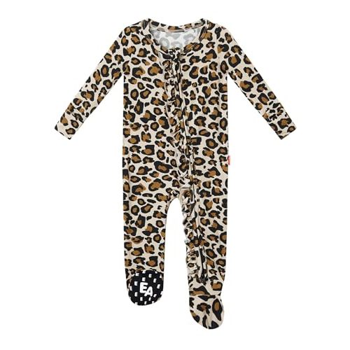 EASWEET Baby Girls Footed Pajamas Clothes, Bamboo Viscose Sleeper 2 Way Zipper Outfits Newborns Infants