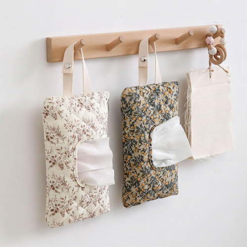 Quilted Floral Hanging Baby Wipe Pouch - Portable Mommy Bag for Wipes & Diapers, Refillable Wet Wipes Bag & Diaper Wipe Pouch, Compact Wipes Holder for Diaper Bag, Car, Stroller